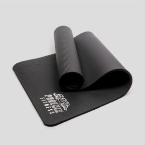 Phoenix Fitness NBR Yoga Mat - Extra Thick Exercise Mat for Men and Women - Non Slip Yoga Mat for HIIT, Exercise & Pilates - 15mm High Density Foam Mat with Carry Strap for Travel - Choice of Colour - Black