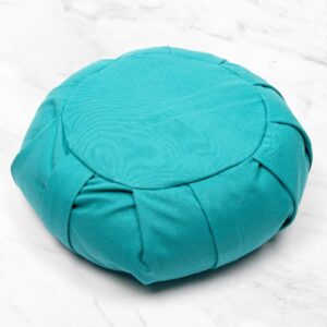 Myga Meditation Cushion - Zafu Cushion for Yoga, Meditation and Pranayama with Natural Buckwheat - Comfortable Floor Pillow with Washable Cotton Covers  - Turquoise