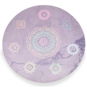 Myga Round Yoga Mat - Vegan Suede & Rubber Exercise Mat for Yoga, Pilates and Fitness - Luxurious Non Slip Mat with Superior Grip for Men and Women (139cm Diameter) -  Chakra