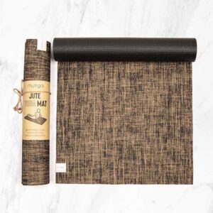 Myga Jute Yoga Mat - Non Slip Exercise Mat for Yoga, Pilates, Meditation and Fitness - Supportive Mat for Men and Women for Home, Gym, Studio & Travel - (183cm x 61cm x 5mm) - Black
