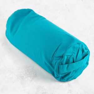 Myga Bolster Pillow - Supportive Cushion for Restorative Yoga and Meditation with PP Cotton Filling - Comfortable Floor Pillow with Washable Cotton Covers & Carry Handle -  Turquoise