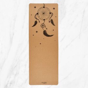 Myga Cork Yoga Mat - Extra Large Non Slip Exercise Mat for Yoga, Pilates and Fitness - Eco Friendly Natural Cork Mat for Home - Dream Catcher