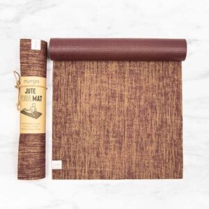 Myga Jute Yoga Mat - Non Slip Exercise Mat for Yoga, Pilates, Meditation and Fitness - Supportive Mat for Men and Women for Home, Gym, Studio & Travel - (183cm x 61cm x 5mm) - Plum