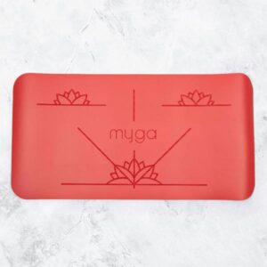 Myga Yoga Support Pad - Non Slip Alignment Mat for Yoga, Pilates & Exercise for Cushioning Hands, Knees, Elbows & Ankles - (66cm x 34cm x 5mm) -  Red