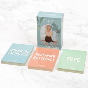 Myga Yoga Pose Cards - 70 Exercise Cards for Yoga, Fitness & Full Body Workout - Flashcards to Improve Health, Flexibility and Posture ideal for Beginners to Advanced Yogis - Great for Home, Gym & Travel