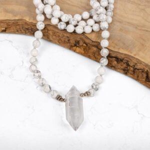 Myga Mala Necklace with Pendant - 108 Beads with Healing, Strengthening and Balancing Properties - Handmade Natural Stone Japamala for Meditation, Health and Wellbeing - Inner Love