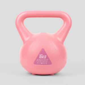 Phoenix Fitness Pink Kettlebell - Vinyl Weight for Exercise, Weightlifting, Strength Training & Full Body Workout for Women at Home & Gym - 16kg