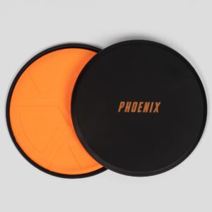 Phoenix Fitness Core Sliders - Dual Sided Gliding Discs for Carpet & Hard Floors for Abdominal and Full Body Exercises at Home or Gym - Black & Orange