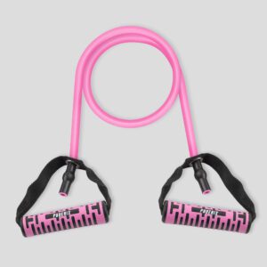Phoenix Fitness Resistance Band with Handles - Resistance Tube for Men and Women - Exercise Stretch Bands for Strength Training at Home & Gym - Pink