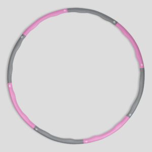 Phoenix Fitness Weighted Hula Hoop - Exercise Ring for Weight Loss, Aerobics, Cardio, Calorie Burn & Core Workout for Men and Women at Home or Gym - 8 Section Adjustable Design - Pink and Grey