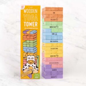 Myga Yoga Tumbling Tower - Kids Wooden Stacking Blocks with 60 Yoga Poses for Exercise & Mindfulness - Educational Building Game for Children inspired by Miss Molly Myga