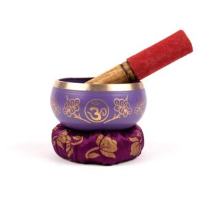 Myga Tibetan Singing Bowl with Cushion and Dual-Ended Striker - Beautiful Sounds for Yoga, Meditation, Relaxation, Wellbeing and Chakra Healing - Dark Blue (Third Eye Chakra)