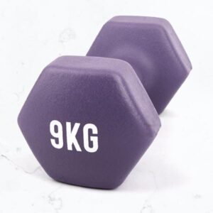 Myga Dumbbells - Cast Iron & Neoprene Hex Weights for Core Strength and Fitness Exercises, Aerobics and Training - Non-Slip Dumbbells for Home, Gym and Studio - 9KG