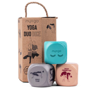 Myga Yoga Dice - Set of 3 Dice with Partner Yoga Poses and Actions for Exercise, Fitness and Workout - Soft and Lightweight Dice for Men, Women, Family Fun, Travel & Gifting