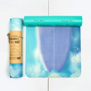 Myga Childrens Yoga Mat - Non Slip Kids Yoga, Exercise and Fitness Mat with 8 Yoga Poses on the Reverse - Bright & Colourful Yoga Mat for Boys, Girls & Little Yogis  - Wave Rider