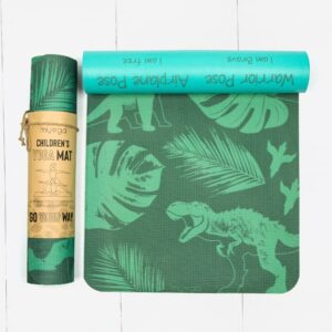 Myga Childrens Yoga Mat - Non Slip Kids Yoga, Exercise and Fitness Mat with 8 Yoga Poses on the Reverse - Bright & Colourful Yoga Mat for Boys, Girls & Little Yogis  - Jurassic Jungle