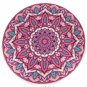 Myga Round Yoga Mat - Vegan Suede & Rubber Exercise Mat for Yoga, Pilates and Fitness - Luxurious Non Slip Mat with Superior Grip for Men and Women (139cm Diameter) - Mandala