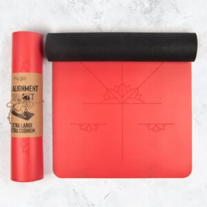 Myga Alignment Yoga Mat - Extra Large Non Slip Exercise Mat for Yoga, Pilates, Meditation and Fitness - Supportive Mat for Men and Women for Home, Gym & Studio - (205cm x 70cm x 6mm) -  red