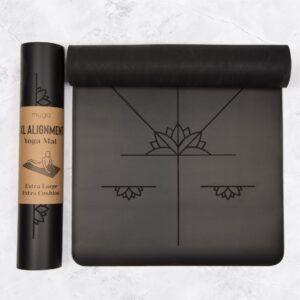 Myga Alignment Yoga Mat - Extra Large Non Slip Exercise Mat for Yoga, Pilates, Meditation and Fitness - Supportive Mat for Men and Women for Home, Gym & Studio - (205cm x 70cm x 6mm) -  Black