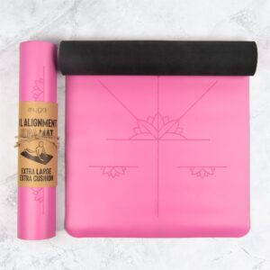 Myga Alignment Yoga Mat - Extra Large Non Slip Exercise Mat for Yoga, Pilates, Meditation and Fitness - Supportive Mat for Men and Women for Home, Gym & Studio - (205cm x 70cm x 6mm) -  Pink
