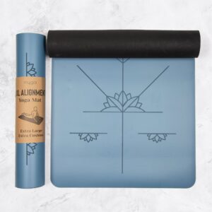 Myga Alignment Yoga Mat - Extra Large Non Slip Exercise Mat for Yoga, Pilates, Meditation and Fitness - Supportive Mat for Men and Women for Home, Gym & Studio - (205cm x 70cm x 6mm) -  Blue
