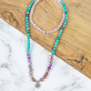 Myga Mala Necklace - 108 Beads with Healing, Strengthening and Balancing Properties - Handmade Natural Stone Japamala great for Meditation, Health & Wellbeing - Rebirth