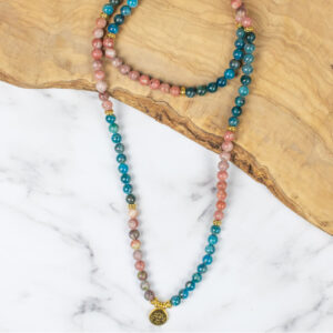 Myga Mala Necklace - 108 Beads with Healing, Strengthening and Balancing Properties - Handmade Natural Stone Japamala great for Meditation, Health & Wellbeing - Essence