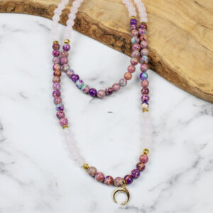 Myga Mala Necklace - 108 Beads with Healing, Strengthening and Balancing Properties - Handmade Natural Stone Japamala great for Meditation, Health & Wellbeing - Balance