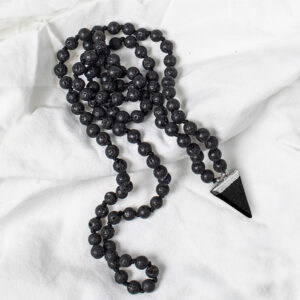 Myga Mala Necklace with Pendant - 108 Beads with Healing, Strengthening and Balancing Properties - Handmade Natural Stone Japamala for Meditation, Health and Wellbeing -  Strength