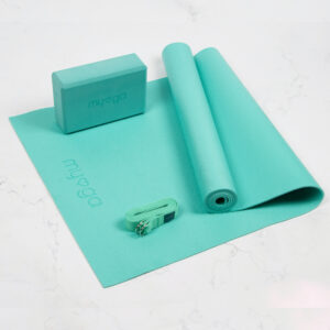 Myga Yoga Starter Set - Yoga Mat, Yoga Block & Yoga Strap - Beginner Starter Kit for Pilates, Yoga, Health & Fitness - Complete Set For Home, Gym, Studio & Gifting -  Turquoise