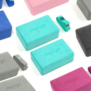 Enhance Your Practice with Myga Yoga Blocks & Strap Set - 2 High Density Foam Bricks and Metal D Ring Belt for Yoga, Pilates, and Fitness - Non-Slip, Lightweight Support for Home and Gym - Deepen Poses with Your Choice of Colour