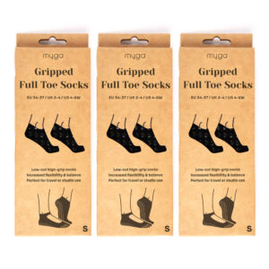Myga Non-Slip Toe Socks - 3 Pairs with Grip Soles for Yoga, Pilates, Fitness, Dance & Sports - Barefoot Workout Comfort for Home, Gym & Studio - 3 PACK, Choice of Size