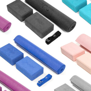 Myga Yoga Starter Set - Mat, 2 Blocks, and Strap - Complete Kit for Beginners in Yoga, Pilates & Fitness - Choice of Colour